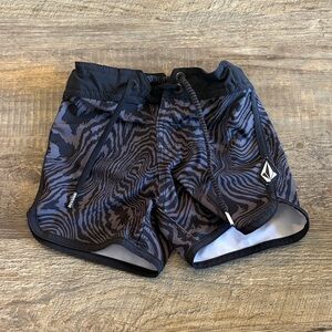 Volcom Kids Black and Gray Patterned Swim Trunks